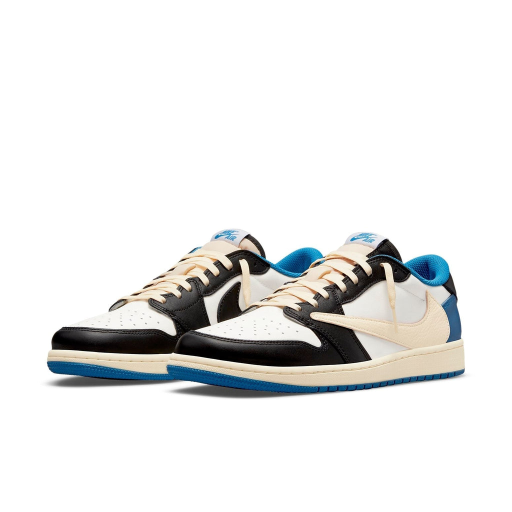 Air Jordan 1 Retro Low x Fragment Design x Travis Scott x “Sail Black Military Blue”